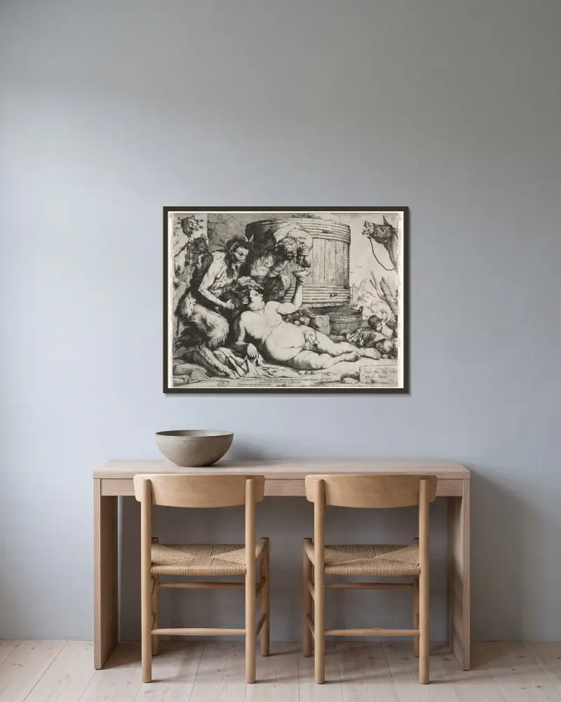 Silenus von Jusepe de Ribera gerahmt an einer Wand