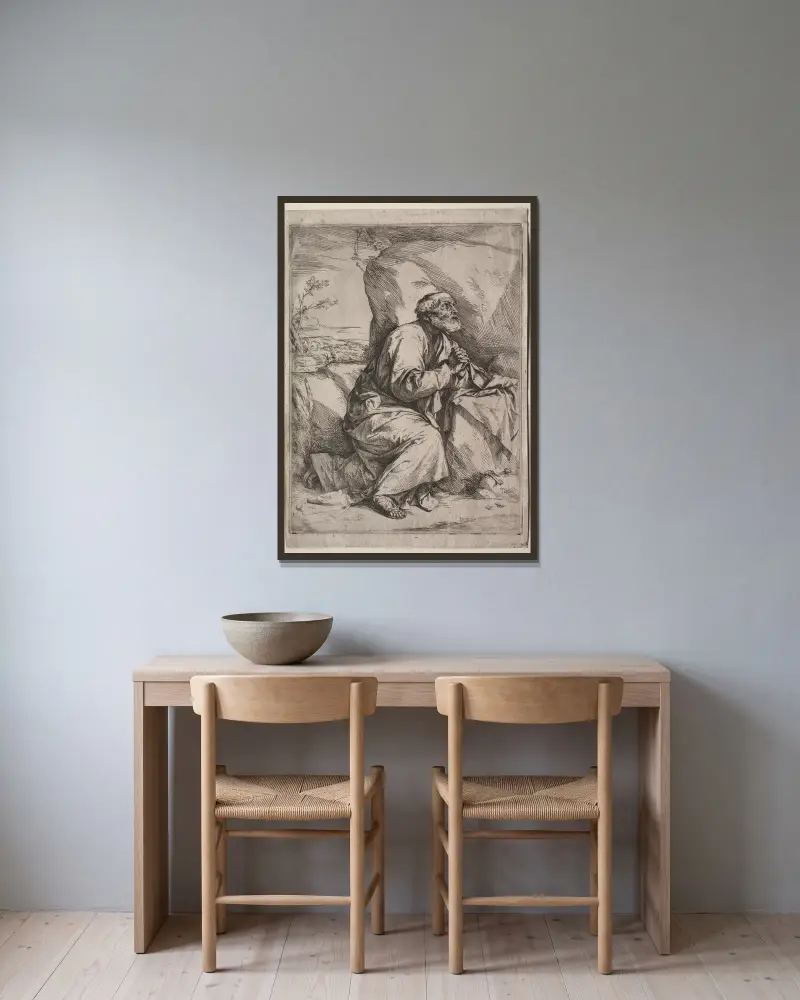 Pokutujący św. Piotr, Jusepe de Ribera w ramie na ścianie