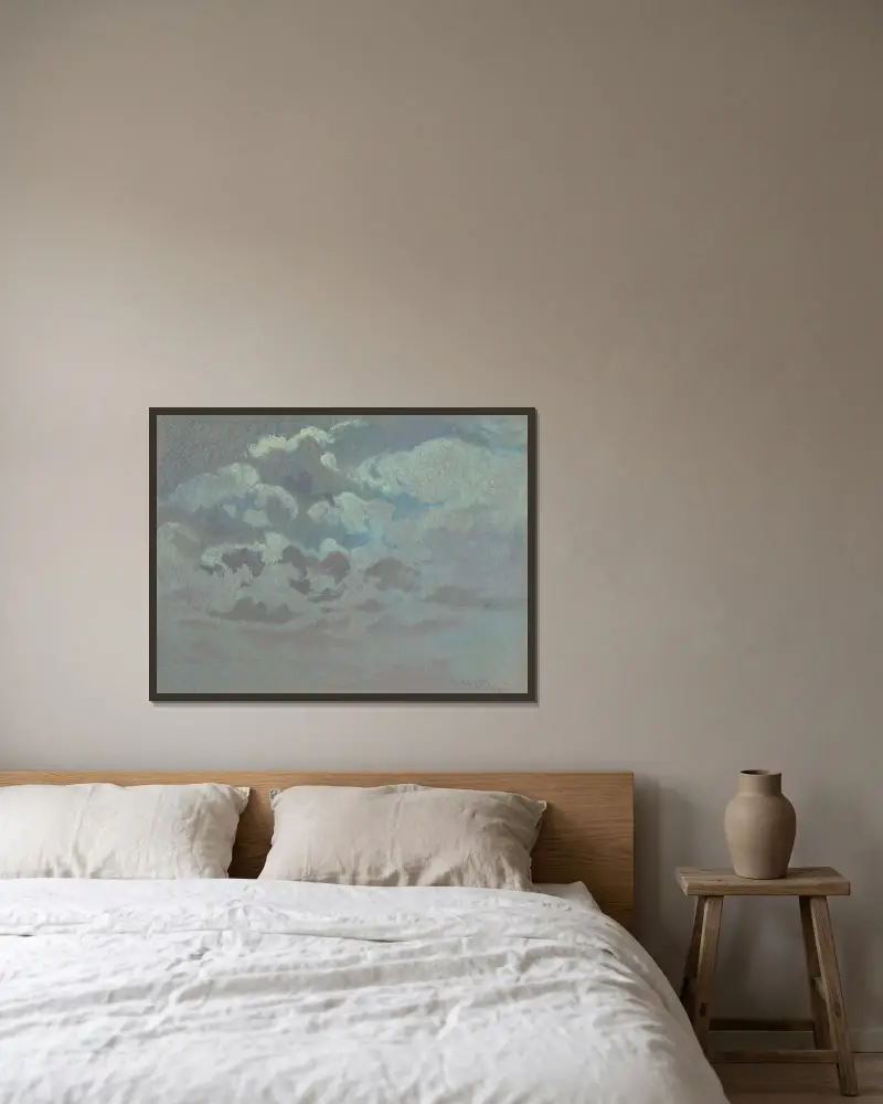 Cloud Study av Rodolphe De Saegher inramad på en vägg