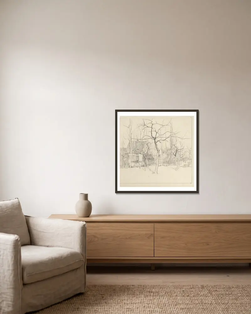 Farm and Trees av Rodolphe De Saegher inramad på en vägg
