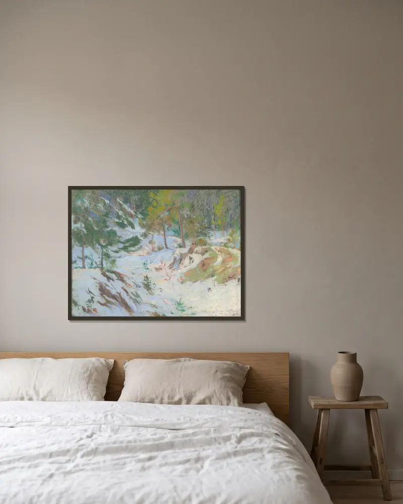Winter Landscape in Peïra-Cava av Rodolphe De Saegher inramad på en vägg