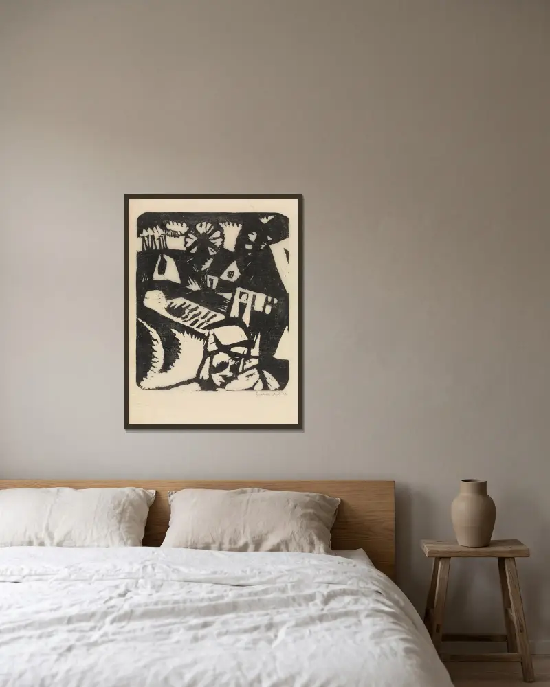 Fischerdorf von Gustave De Smet gerahmt an einer Wand