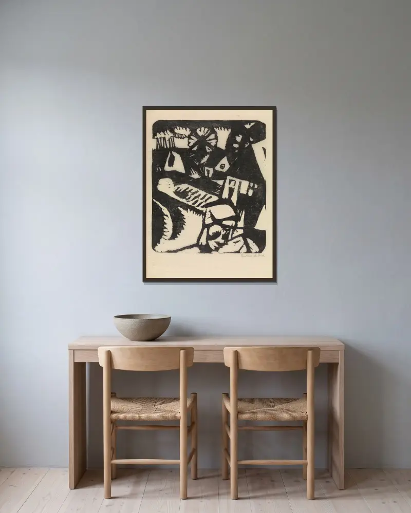 Fischerdorf von Gustave De Smet gerahmt an einer Wand