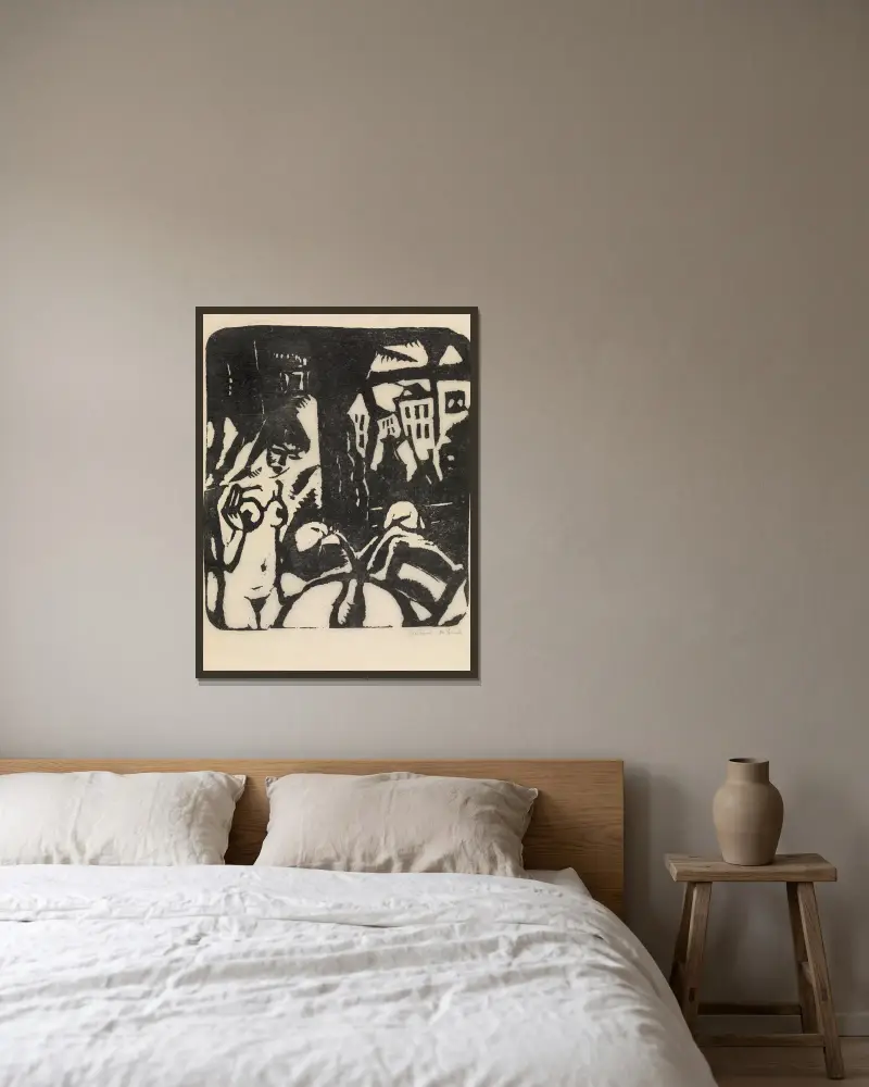 Interieur mit Aktstudie von Gustave De Smet gerahmt an einer Wand