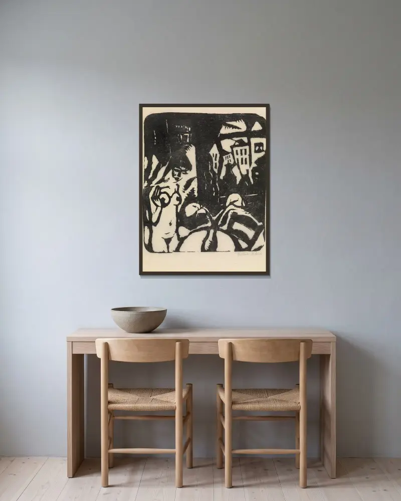 Interieur mit Aktstudie von Gustave De Smet gerahmt an einer Wand
