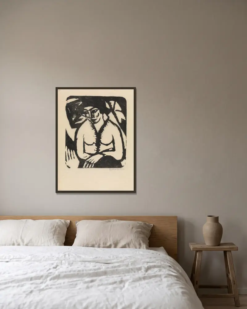 Sitzende Frau von Gustave De Smet gerahmt an einer Wand