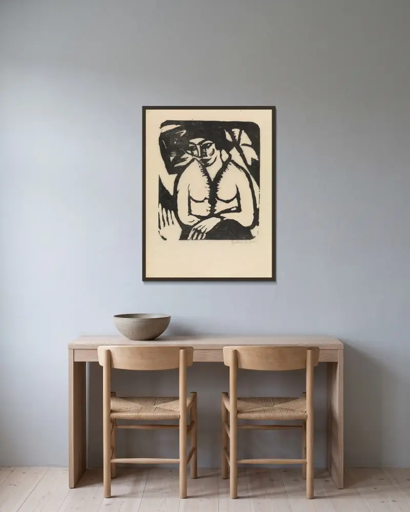 Sitzende Frau von Gustave De Smet gerahmt an einer Wand
