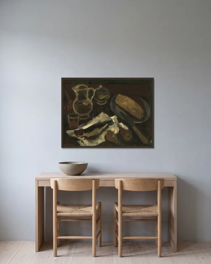 Stillleben von Gustave De Smet gerahmt an einer Wand