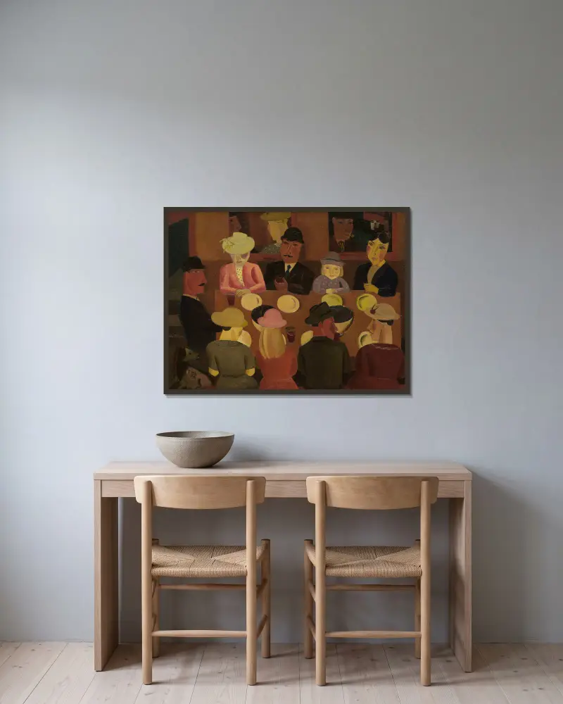 Die Muschelesser von Gustave De Smet gerahmt an einer Wand