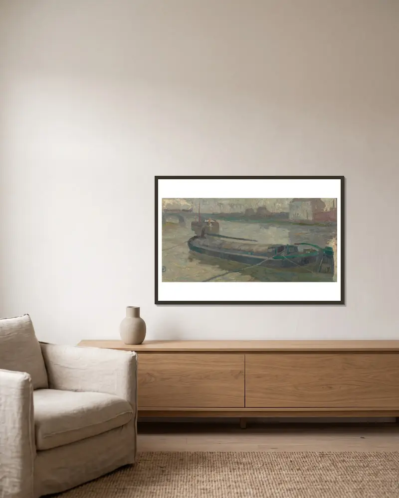Vy över Stropbrug i Gent av Gustave De Smet inramad på en vägg