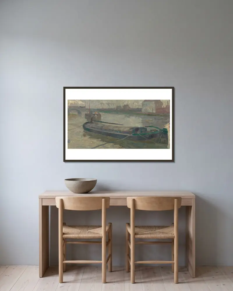 Vy över Stropbrug i Gent av Gustave De Smet inramad på en vägg