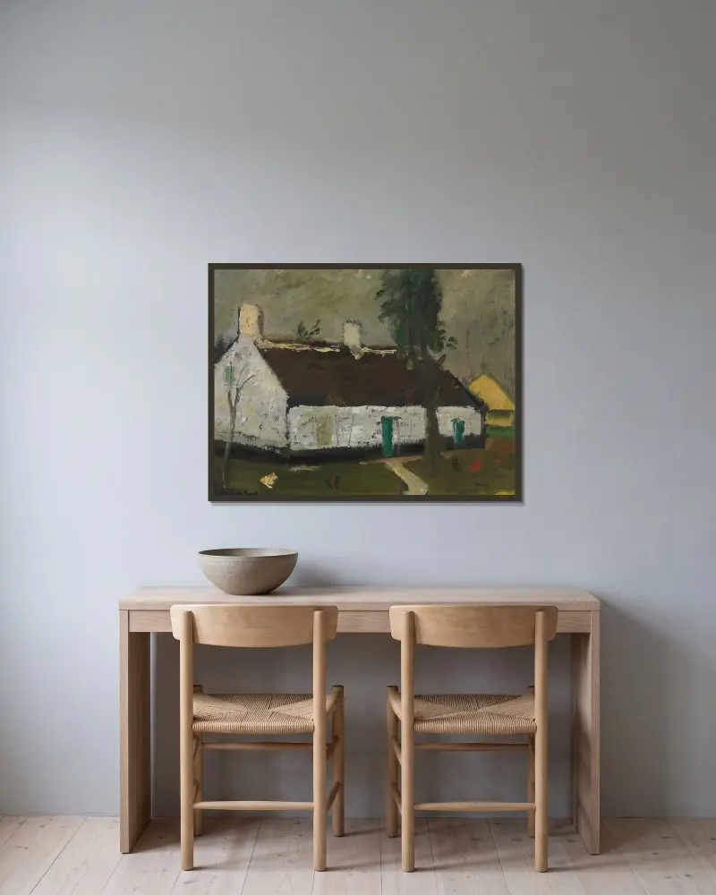 Weißer Bauernhof von Gustave De Smet gerahmt an einer Wand