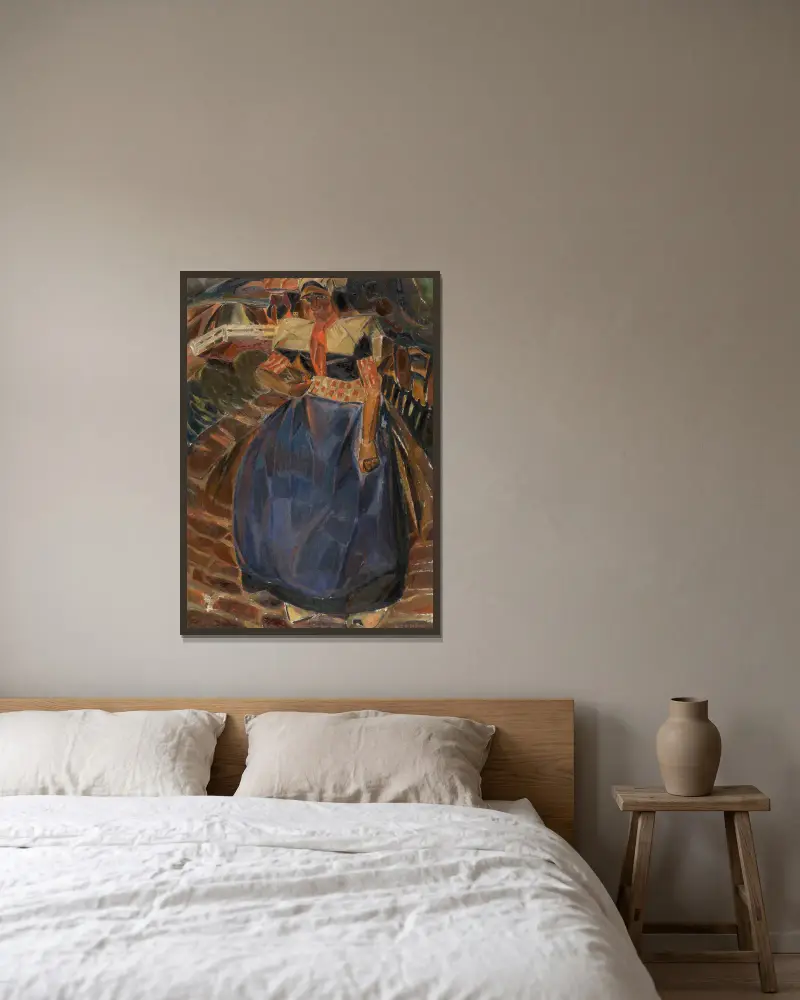 Kvinna från Spakenburg av Gustave De Smet inramad på en vägg