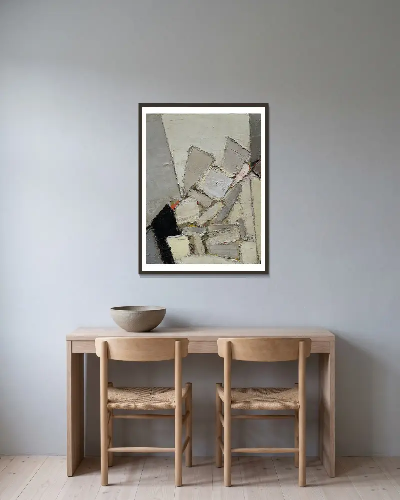 Kompozice, 1949 – Nr. 2, Nicolas De Staël v rámu na stěně