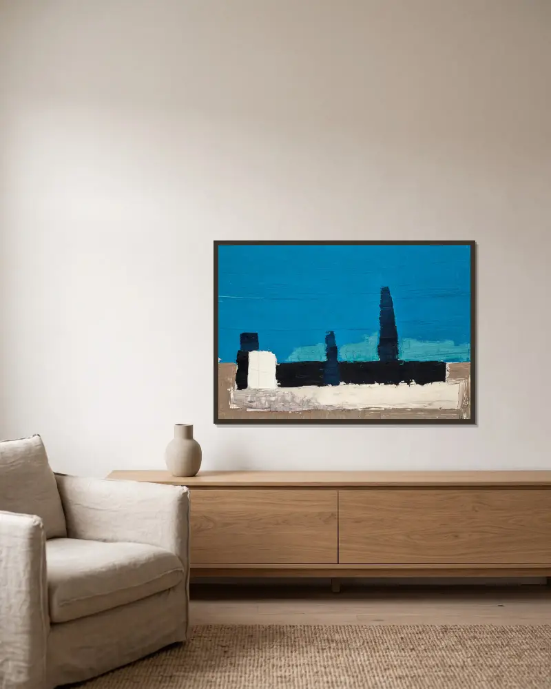Fiesole av Nicolas De Staël inramad på en vägg