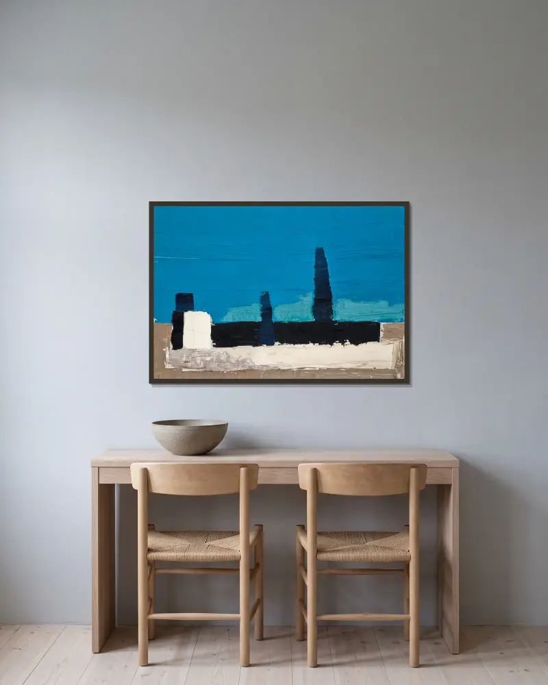 Fiesole av Nicolas De Staël inramad på en vägg
