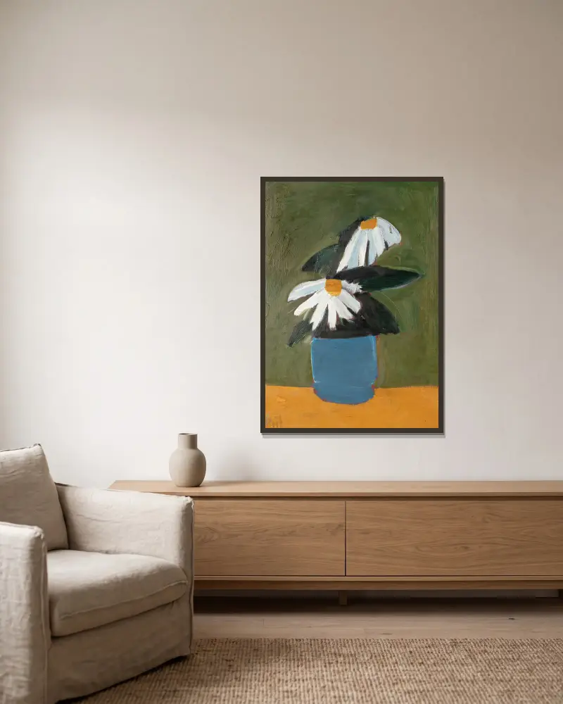 Kwiaty w niebieskim wazonie, Nicolas De Staël w ramie na ścianie
