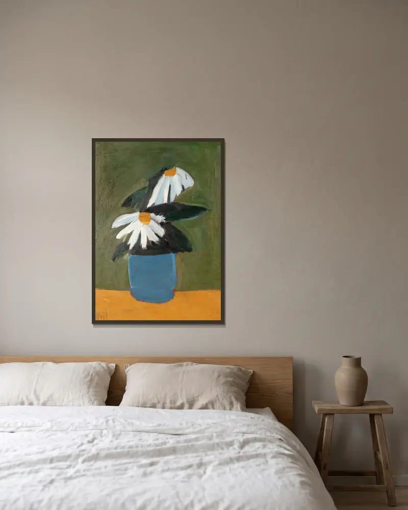Kwiaty w niebieskim wazonie, Nicolas De Staël w ramie na ścianie