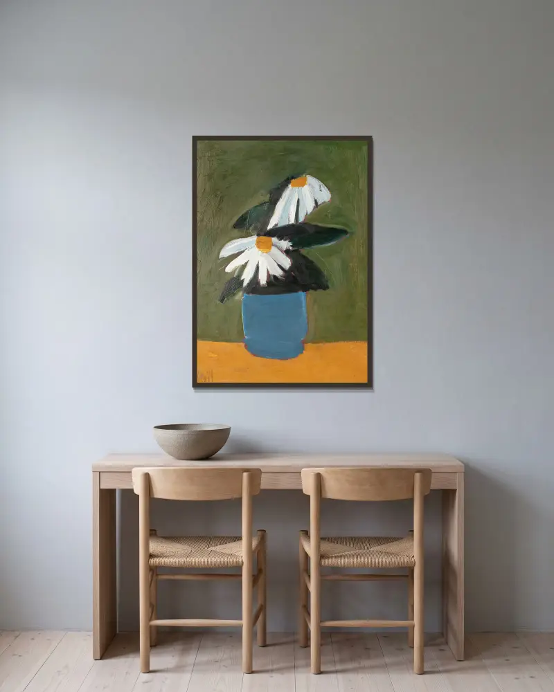 Kwiaty w niebieskim wazonie, Nicolas De Staël w ramie na ścianie