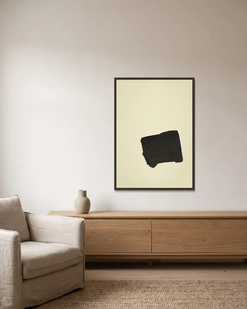 J’habite une douleur von Nicolas De Staël gerahmt an einer Wand