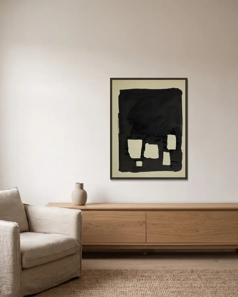 Der Hai und die Möwe von Nicolas De Staël gerahmt an einer Wand