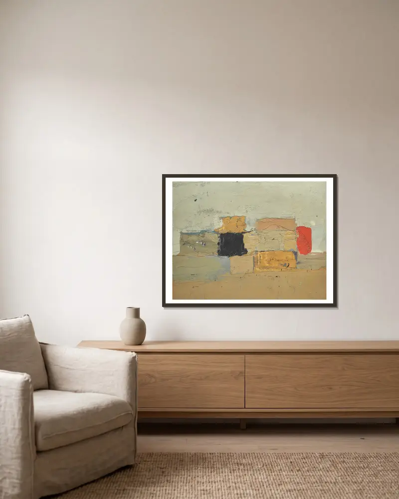 Paysage, 1952 av Nicolas De Staël inramad på en vägg