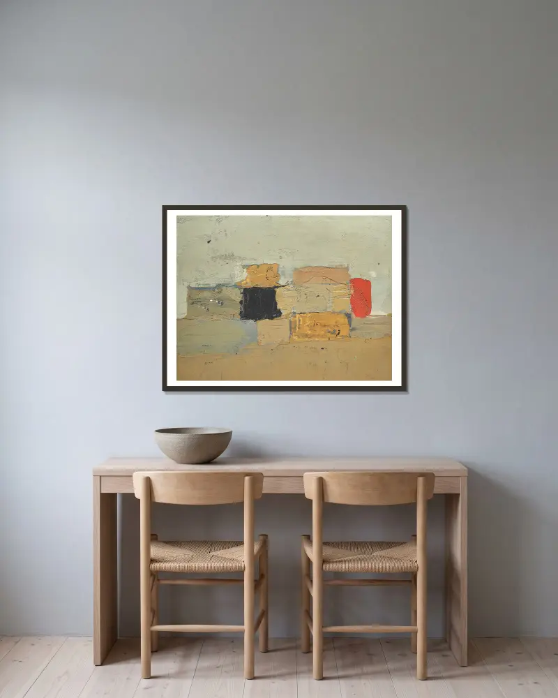 Paysage, 1952 av Nicolas De Staël inramad på en vägg