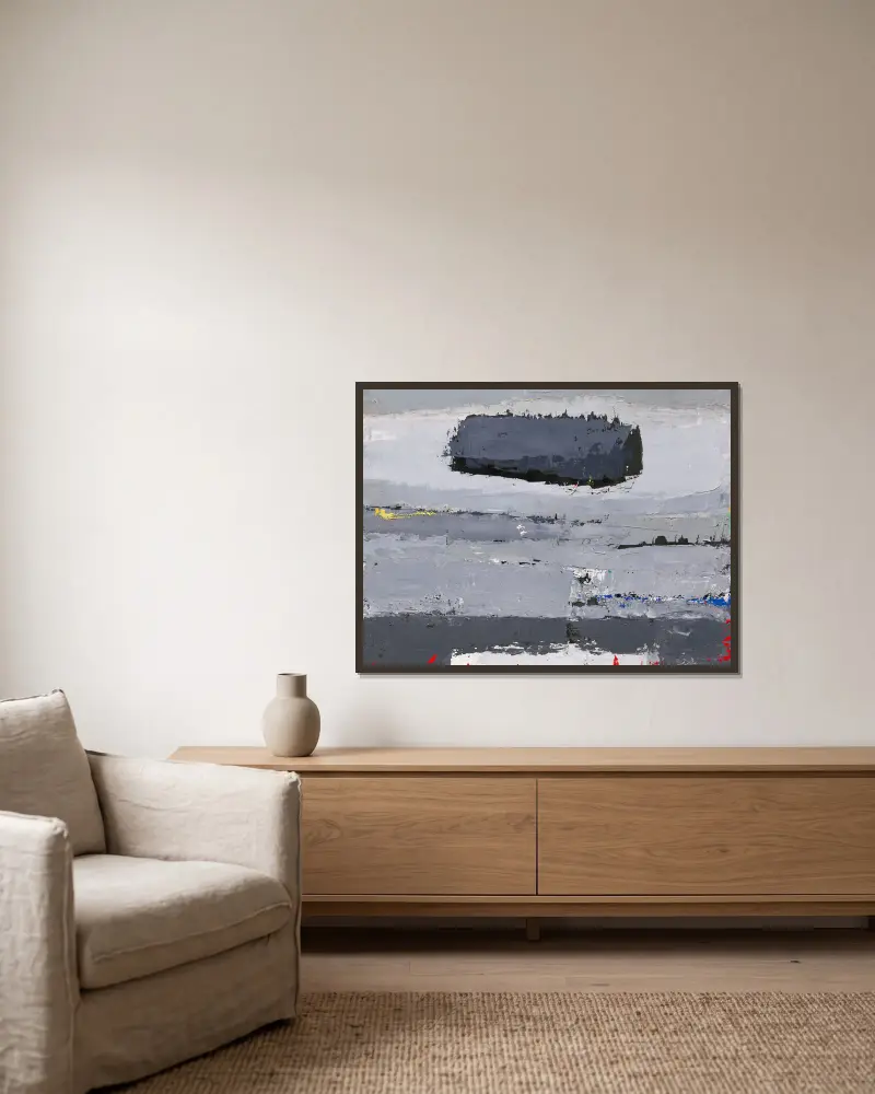 Krajina s oblakem, Nicolas De Staël v rámu na stěně