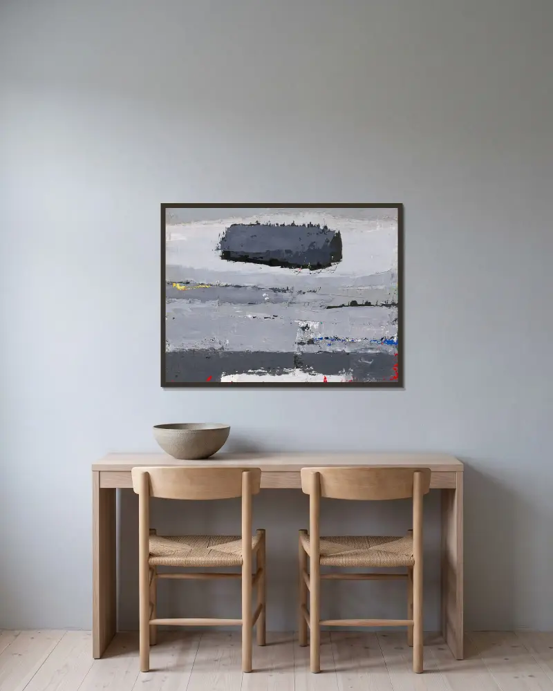 Krajina s oblakem, Nicolas De Staël v rámu na stěně