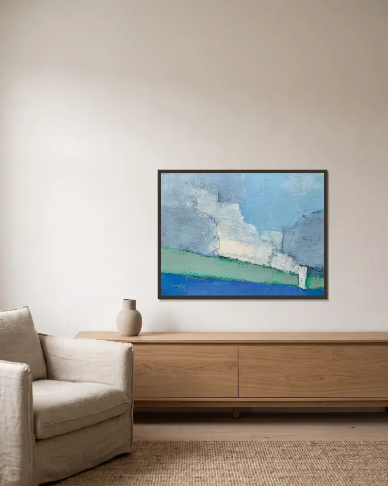 Paysage de Vaucluse No. 3 av Nicolas De Staël inramad på en vägg