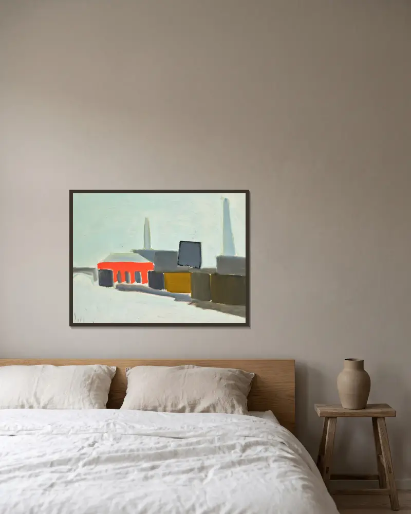 Quai de Grenelle av Nicolas De Staël inramad på en vägg