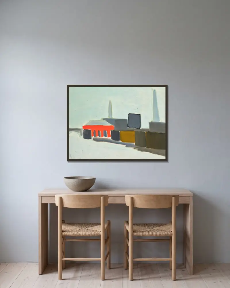 Quai de Grenelle av Nicolas De Staël inramad på en vägg