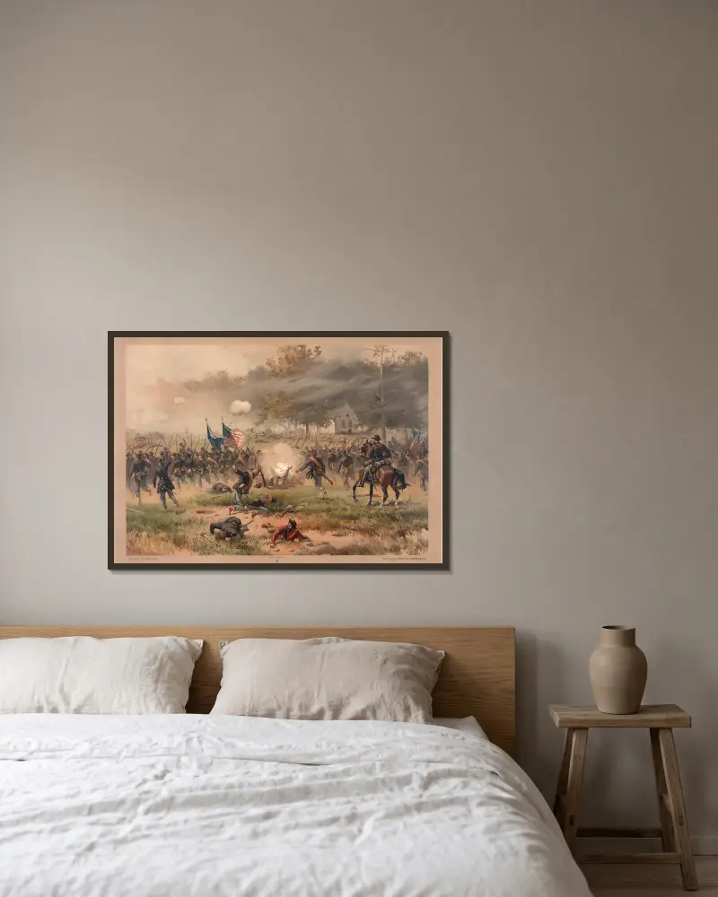 Slaget vid Antietam av Thure de Thulstrup inramad på en vägg