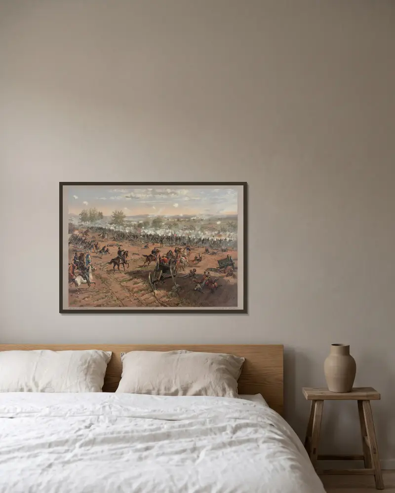 Schlacht von Gettysburg von Thure de Thulstrup gerahmt an einer Wand