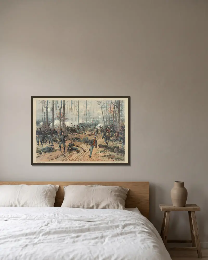 Battle of Shiloh av Thure de Thulstrup inramad på en vägg