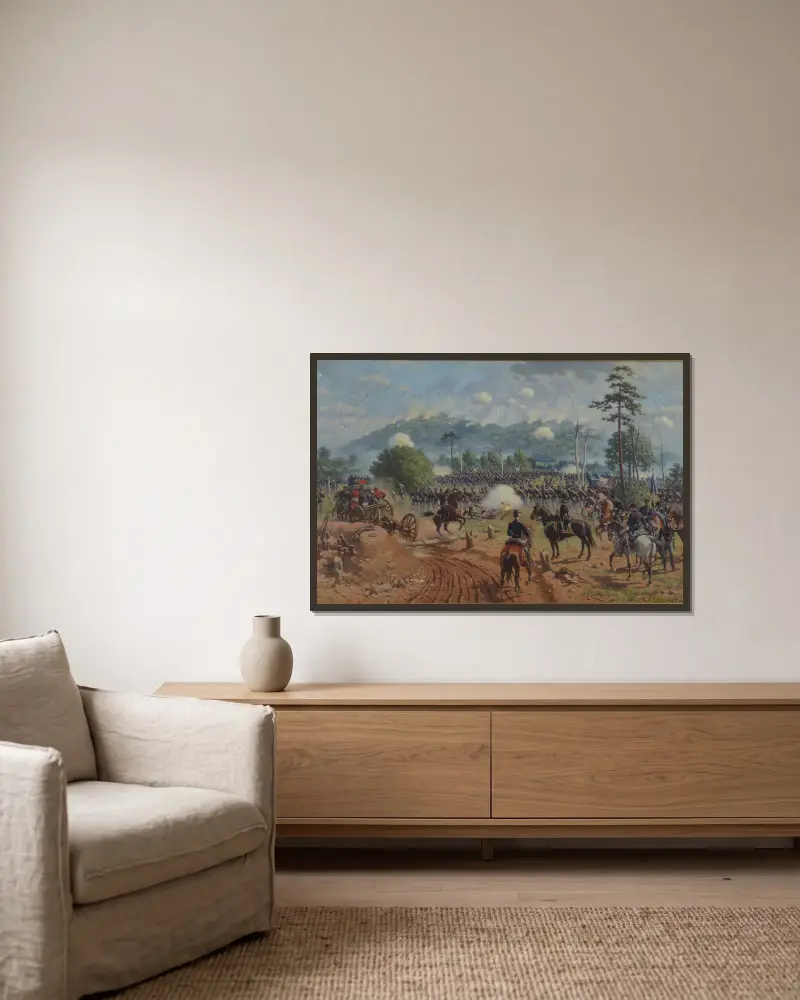 Slaget vid Kennesaw Mountain, Georgia, 27 juni 1864 av Thure de Thulstrup inramad på en vägg
