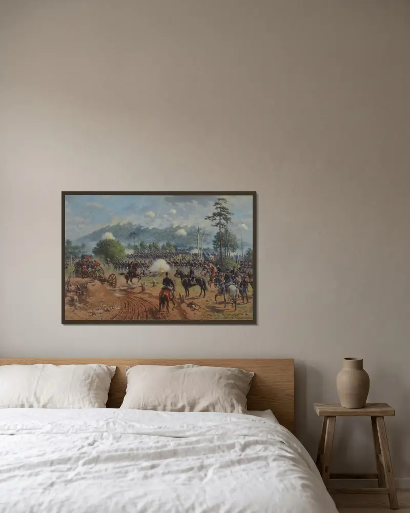 Slaget vid Kennesaw Mountain, Georgia, 27 juni 1864 av Thure de Thulstrup inramad på en vägg
