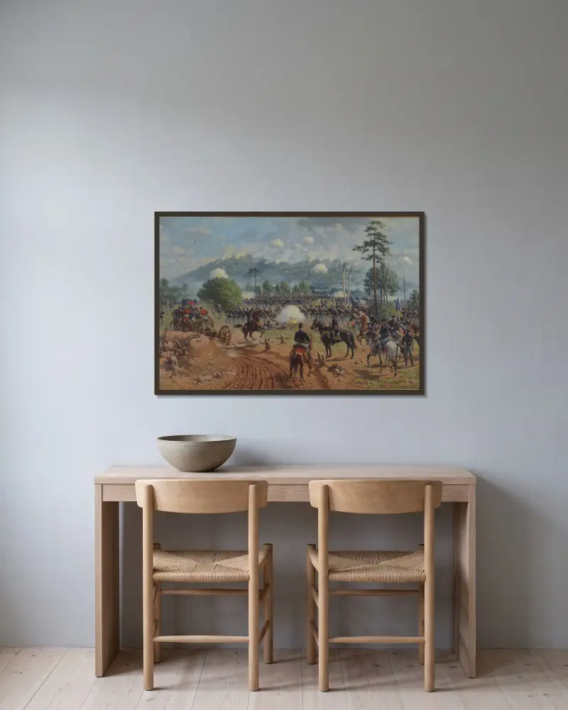 Slaget vid Kennesaw Mountain, Georgia, 27 juni 1864 av Thure de Thulstrup inramad på en vägg