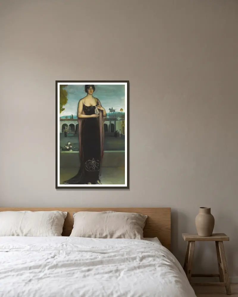 Adela Carbone, la Tanagra, Julio Romero De Torres v rámu na stěně