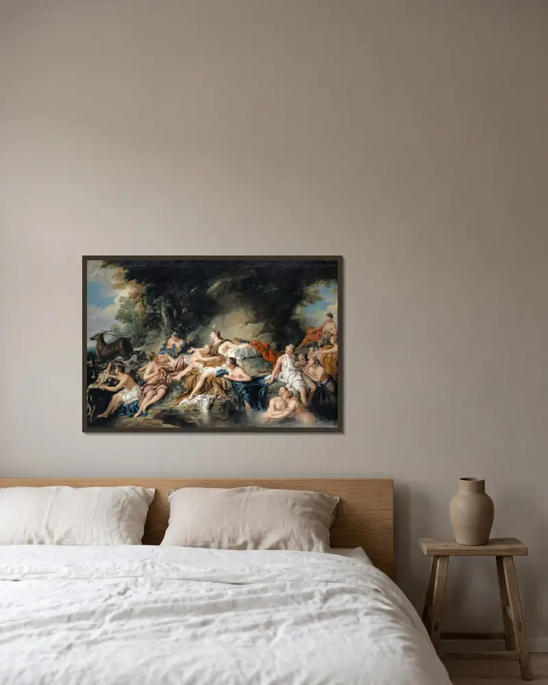 Diana i Akteon, Jean-François de Troy w ramie na ścianie