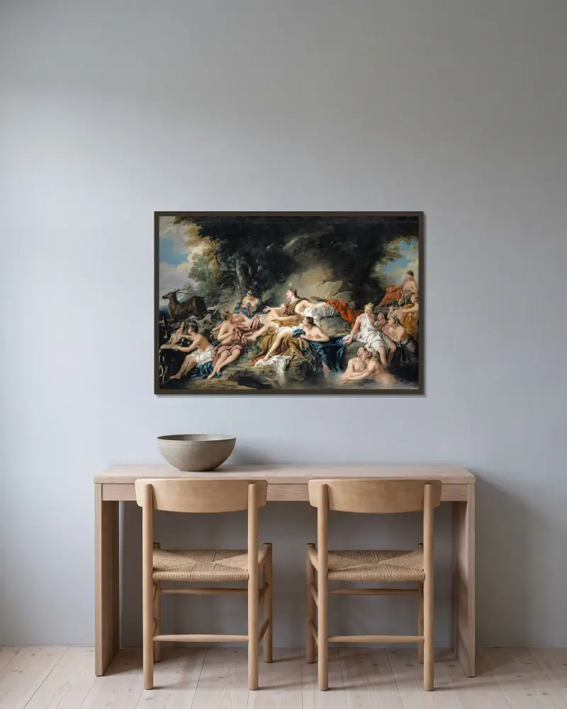 Diana i Akteon, Jean-François de Troy w ramie na ścianie