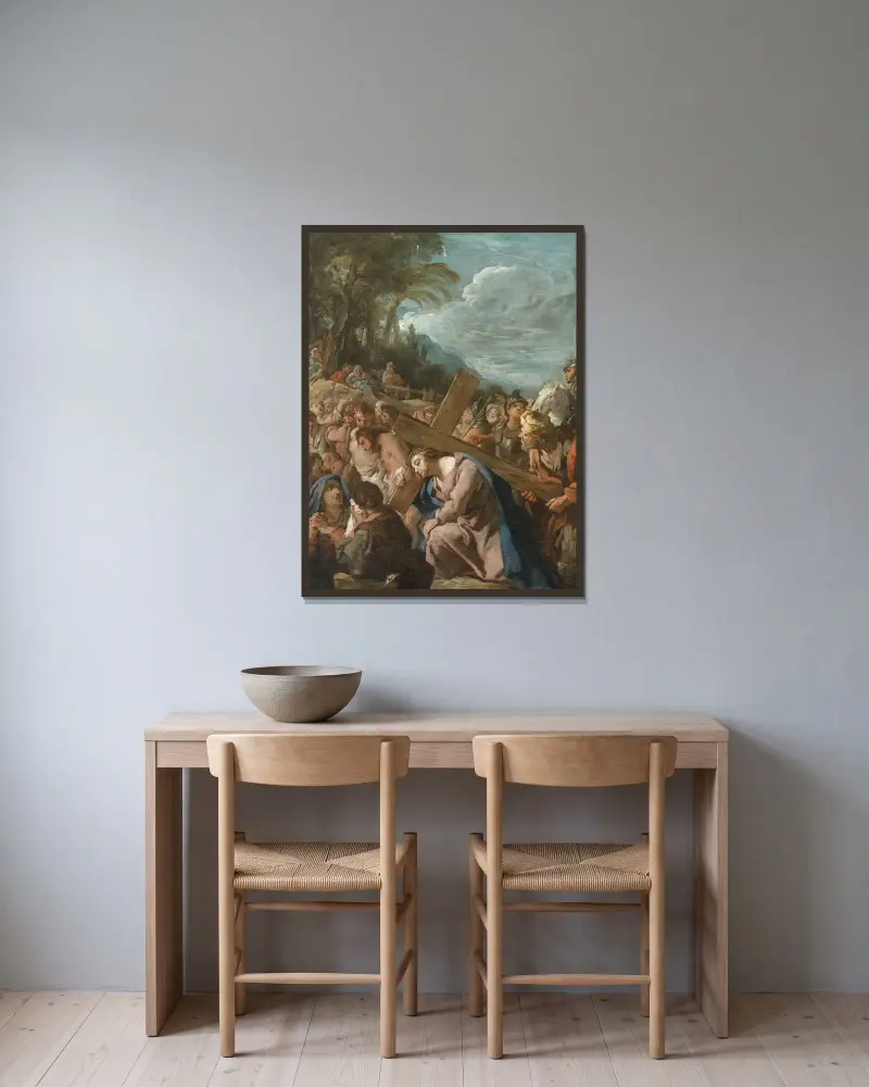 Le portement de Croix av Jean-François de Troy inramad på en vägg
