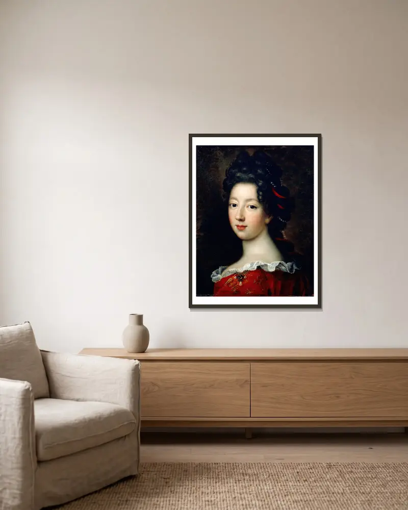 Louise Françoise de Bourbon, Mademoiselle de Nantes (1688–1693) von Jean-François de Troy gerahmt an einer Wand