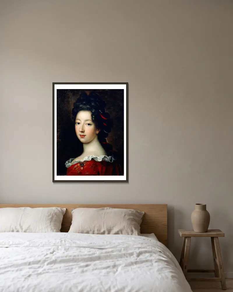 Louise Françoise de Bourbon, Mademoiselle de Nantes (1688–1693) von Jean-François de Troy gerahmt an einer Wand