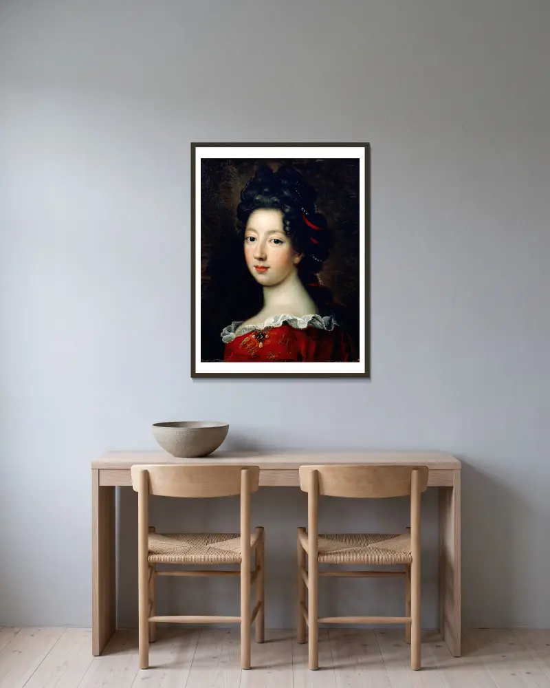 Louise Françoise de Bourbon, Mademoiselle de Nantes (1688–1693) von Jean-François de Troy gerahmt an einer Wand