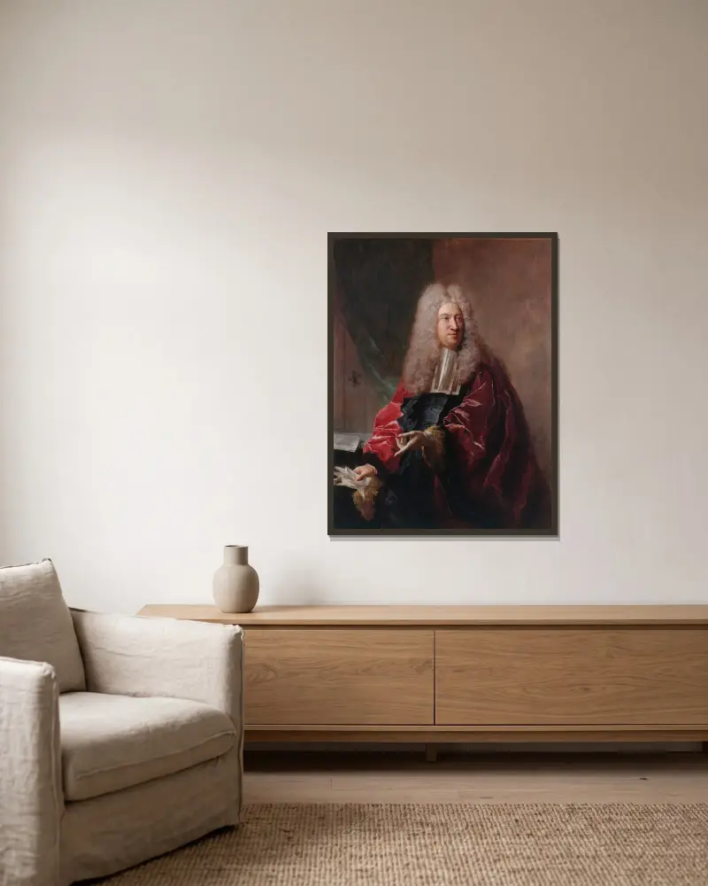 Portrait de Jean Hébert, échevin de la ville de Paris av Jean-François de Troy inramad på en vägg
