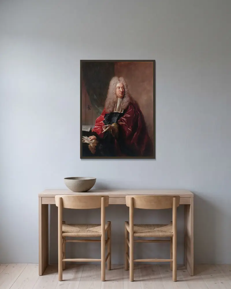 Portrait de Jean Hébert, échevin de la ville de Paris av Jean-François de Troy inramad på en vägg