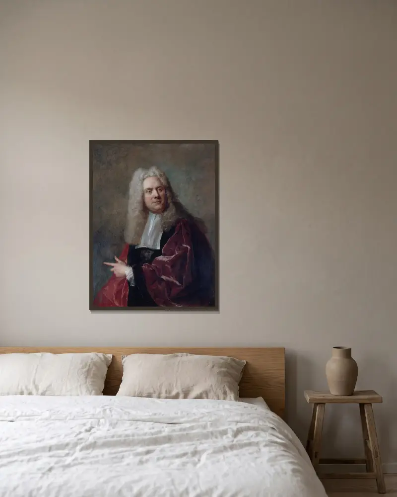 Bildnis eines Schöffen von Jean-François de Troy gerahmt an einer Wand