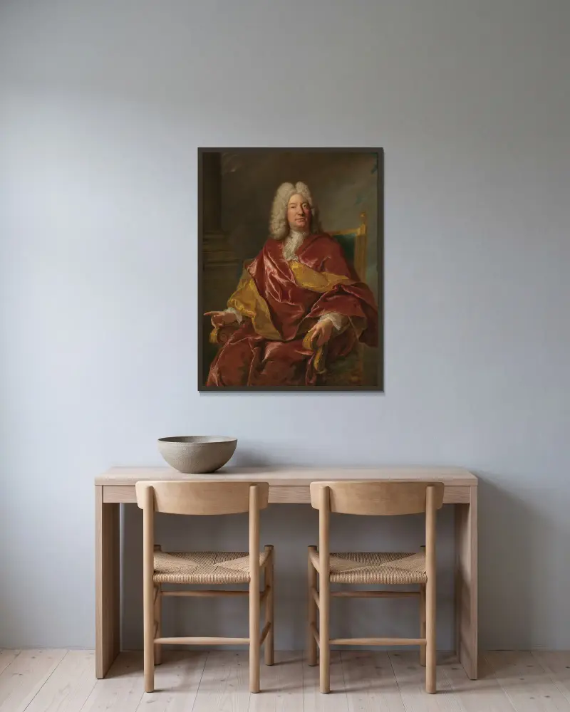 Portrait Of A Man av Jean-François de Troy inramad på en vägg