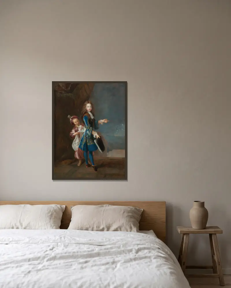Porträtt av Louis Alexandre de Bourbon, greve av Toulouse av Jean-François de Troy inramad på en vägg